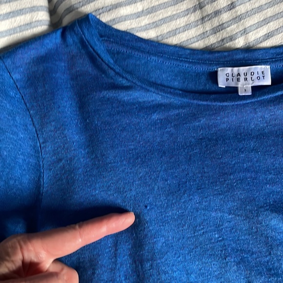 Fitted Blue Long Sleeve T-Shirt with White Accents - Picture 10 of 10